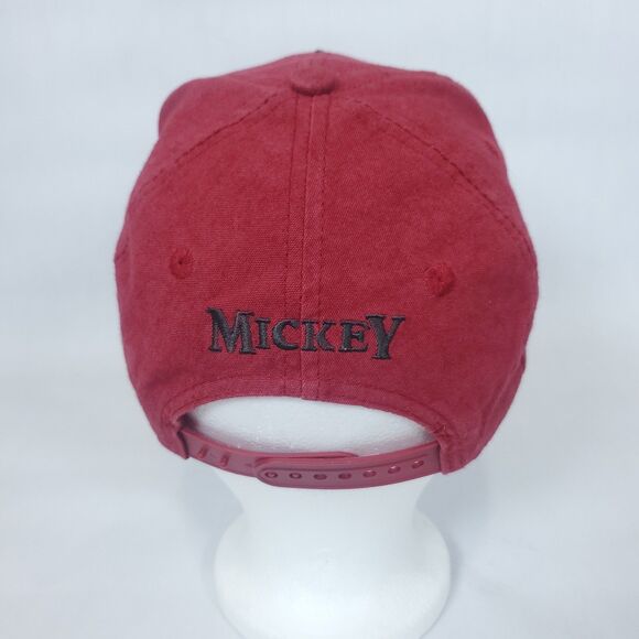 Vintage Disney Mickey Mouse Cap Snap Back Red Black Trucker Hat Big Star - Picture 3 of 8